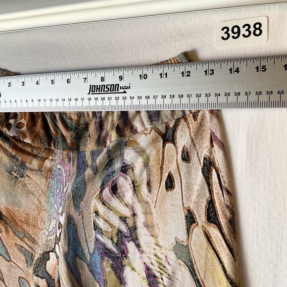 Janine Women Pants Size S Brown Animal Print Wide-Leg 30" Inseam Stretch - Picture 4 of 11